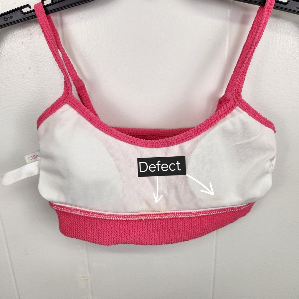 Sundazed Gianna Bikini Top M Ultra Pink Smocked Bralette NWT Flawed $34.99 - Picture 5 of 7